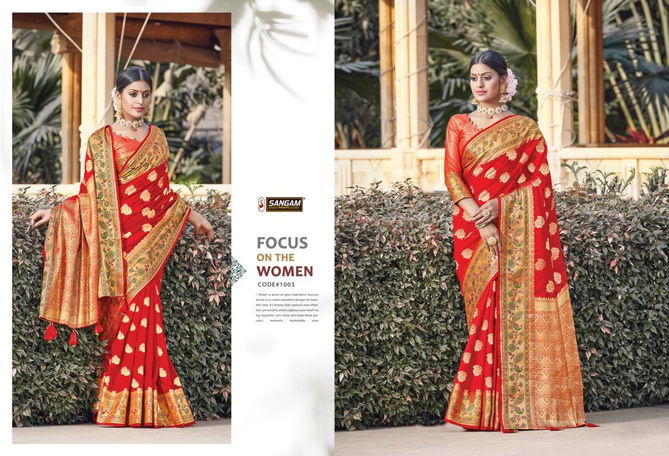  Sangam  Latest Fancy Designer Festive Wear Pure Silk Saree Collection 